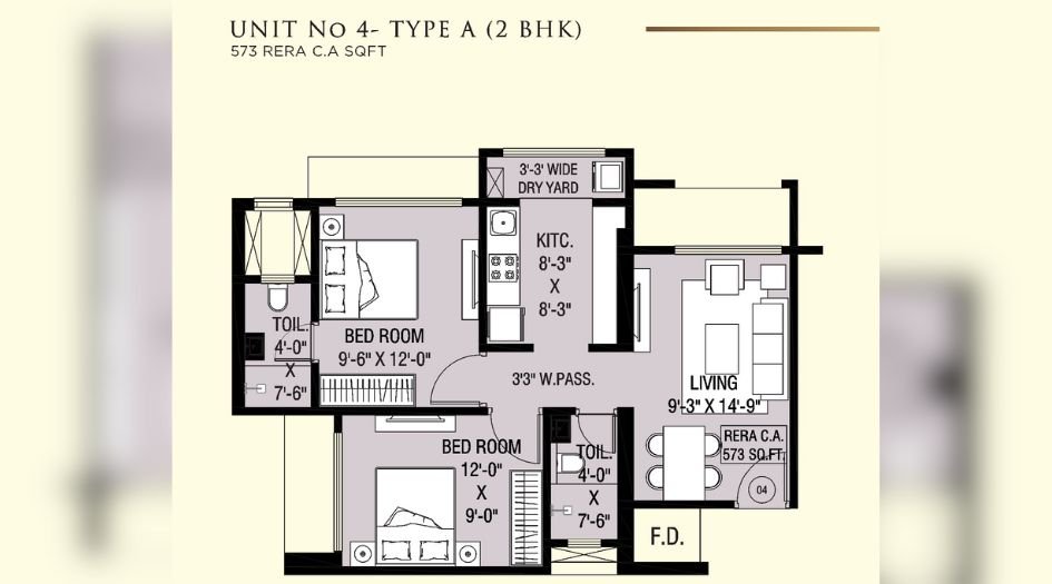 Omkaar-The-Grand-Floor-Plan-2 BHK-573 Sqft